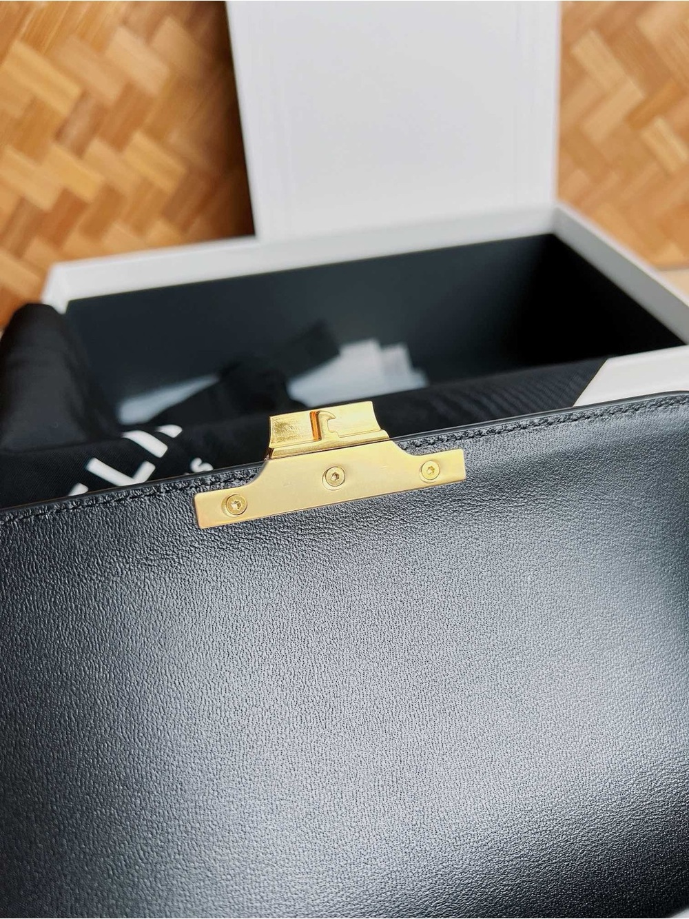 Celine Black Leather Shoulder Bag with Gold Triomphe - Picture 9 of 9